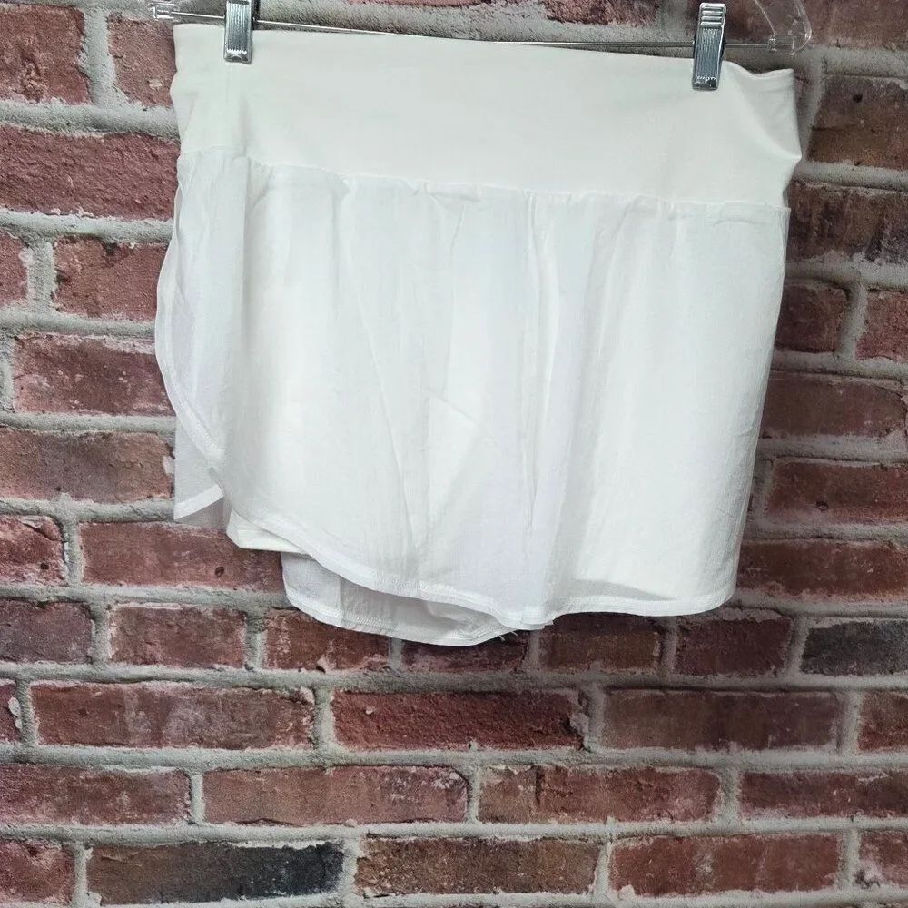 All in Motion 2-in-1 Run Shorts White L High Rise Moisture Wicking Quick Dry NEW